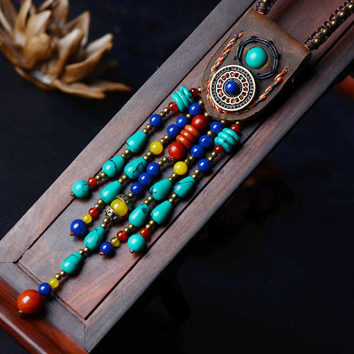 Collier Boho Ethnique Pierres Naturelles