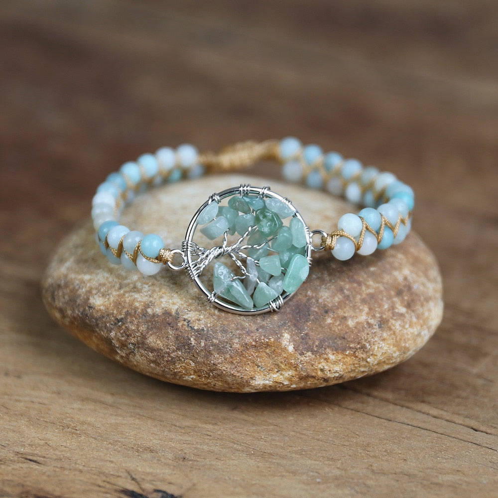 Bracelet Zen Arbre de Vie en Pierre Amazonite