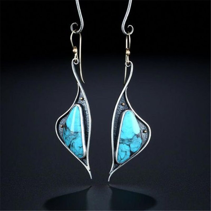 boucles d'oreilles pendantes bohème turquoise