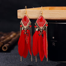 Charger l&#39;image dans la galerie, Boucles d&#39;Oreilles Plumes Boho Chic
