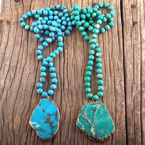 Collier Bohème en Howlite Turquoise