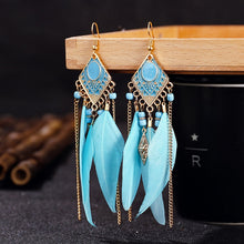 Charger l&#39;image dans la galerie, Boucles d&#39;Oreilles Plumes Boho Chic
