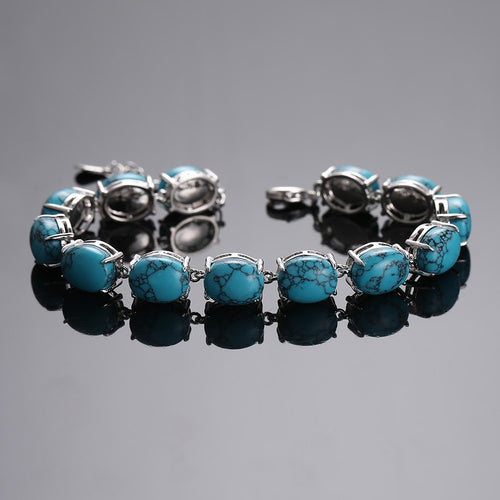 bracelet argent et véritables pierres turquoise