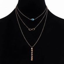 Charger l&#39;image dans la galerie, Collier Ras de Cou 3 rangs Chaine et Perle turquoise
