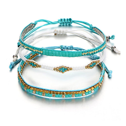 bracelet tressé en perles Miyuki turquoise