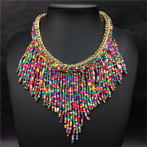 Collier Ras de Cou Cascade Multicolore