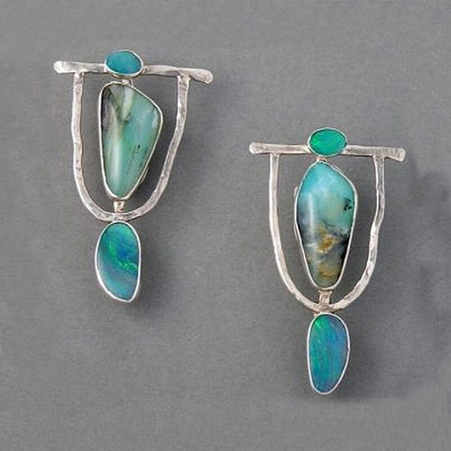 boucles d'oreilles vintage résine turquoise