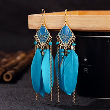 Charger l&#39;image dans la galerie, Boucles d&#39;Oreilles Plumes Boho Chic
