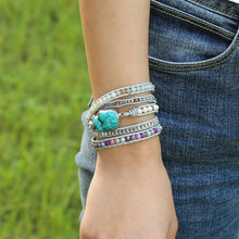 Charger l&#39;image dans la galerie, Bracelet Wrap 5 rangées Pierre Naturelle d&#39;Amazonite
