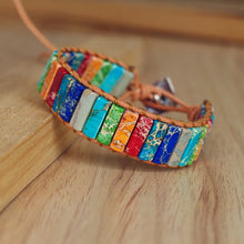 Charger l&#39;image dans la galerie, bracelet bohème multi couleurs en pierre de jaspe naturelle
