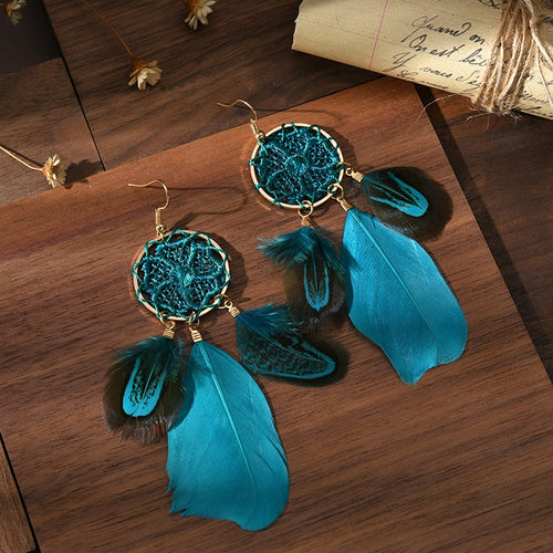 Boucles d'Oreilles Attrape-Rêve Plumes Bohème