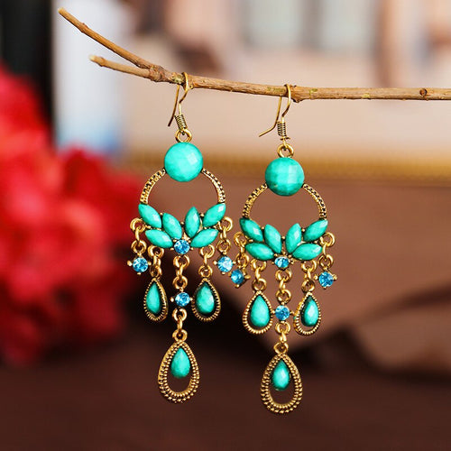 Boucles d'Oreilles Pendantes style boho floral